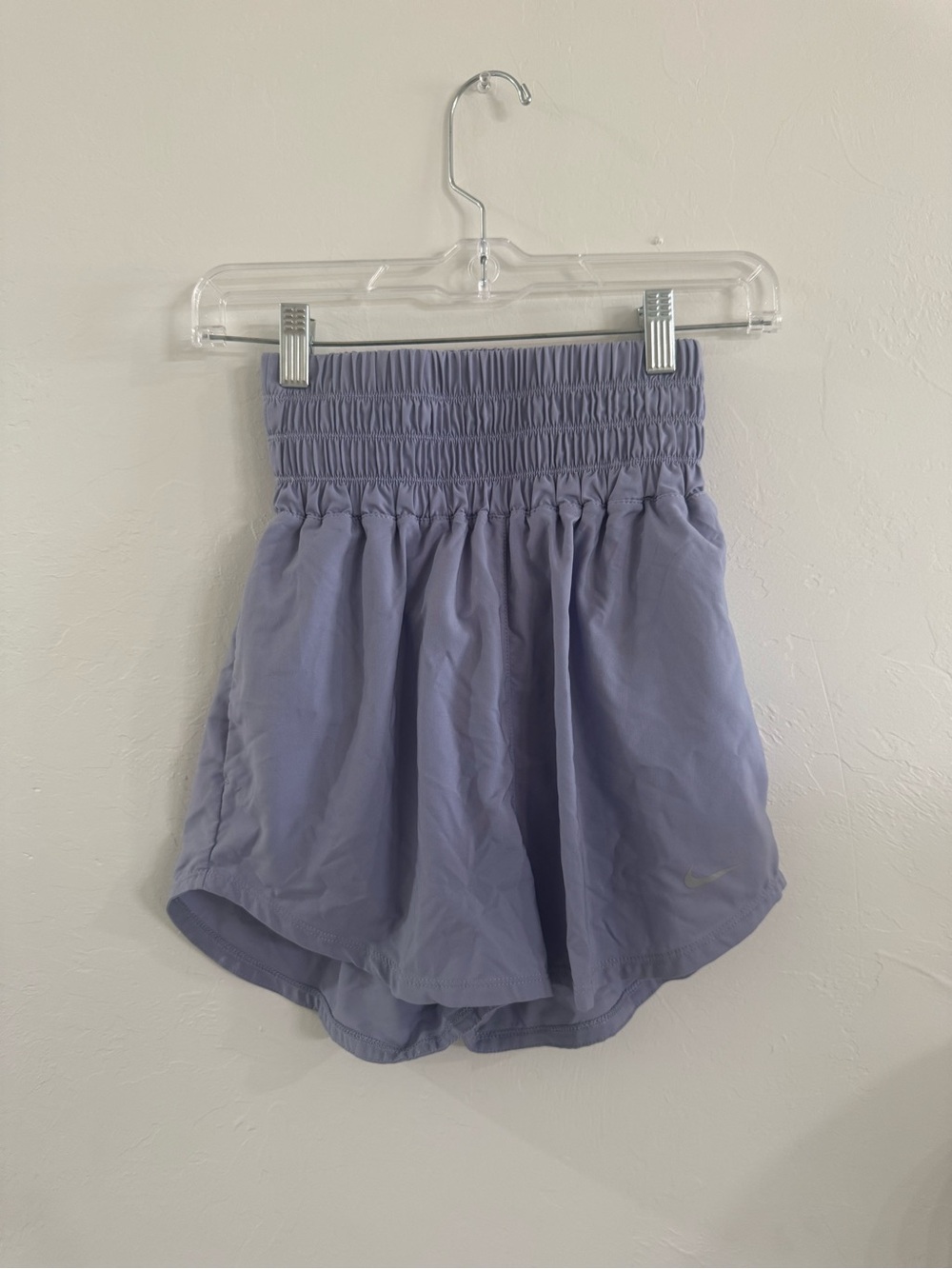 Nike One Dri-FIT High-Rise Smocked Shorts Periwinkle Purple Size XS